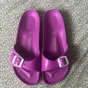 Birkenstock Madrid EVA Slide - Bright Magenta with White Buckles